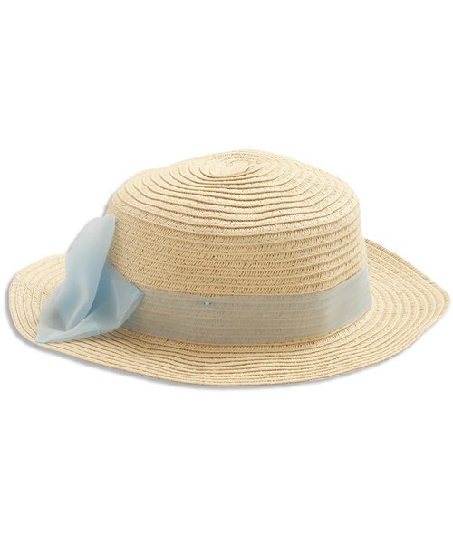 apres les cours（アプレレクール）の「オーガンジーリボンカンカン帽（ハット・キッズ・ブラウン/キナリ/オフホワイト・52/50/48/56/54）」の3枚目の写真