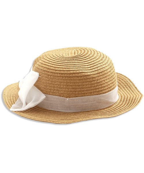 apres les cours（アプレレクール）の「オーガンジーリボンカンカン帽（ハット・キッズ・ブラウン/キナリ/オフホワイト・52/50/48/56/54）」の16枚目の写真