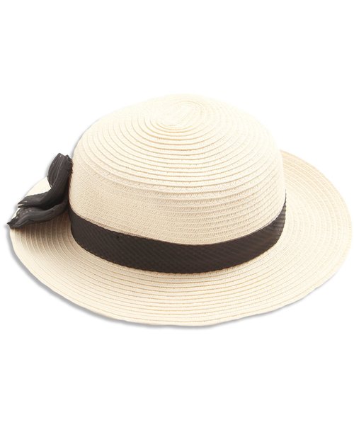 apres les cours（アプレレクール）の「オーガンジーリボンカンカン帽（ハット・キッズ・ブラウン/キナリ/オフホワイト・52/50/48/56/54）」の5枚目の写真