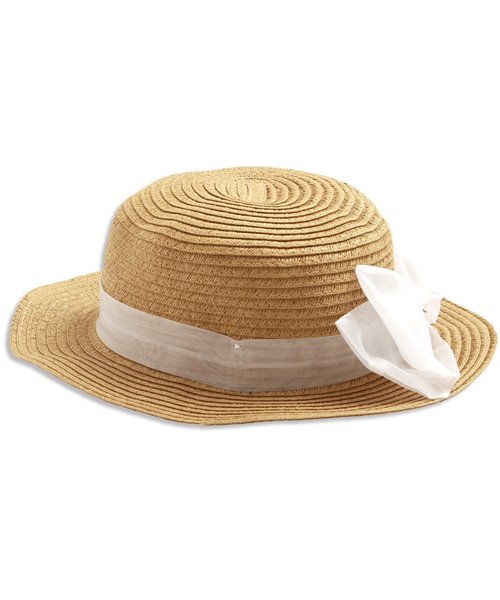 apres les cours（アプレレクール）の「オーガンジーリボンカンカン帽（ハット・キッズ・ブラウン/キナリ/オフホワイト・52/50/48/56/54）」の6枚目の写真