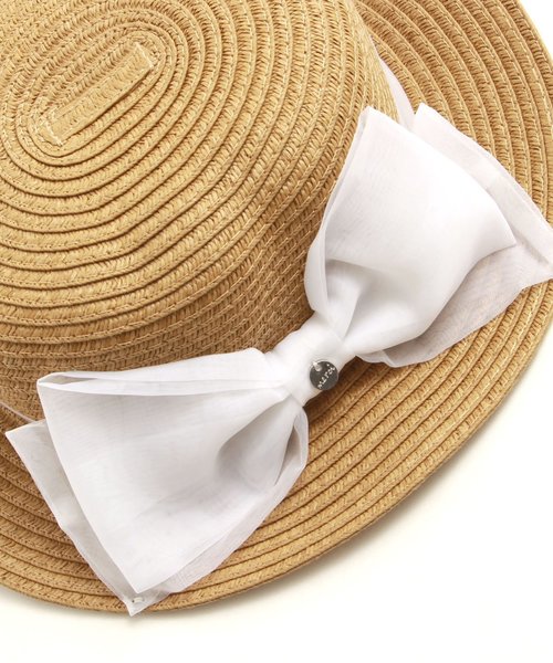 apres les cours（アプレレクール）の「オーガンジーリボンカンカン帽（ハット・キッズ・ブラウン/キナリ/オフホワイト・52/50/48/56/54）」の9枚目の写真