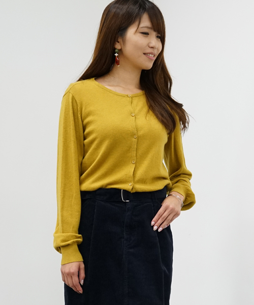 earth music&ecology（アースミュージックアンドエコロジー）の「ガンガンカーディガン クルーネック（カーディガン/ボレロ・レディース・ブラック/ブルーグリーン/ピンクベージュ/アイボリー/スモークピンク/グレイッシュベージュ/サックスブルー/マスタード/パープル/レッド/ブルー/ライトグレー・M/L/S）」の9枚目の写真