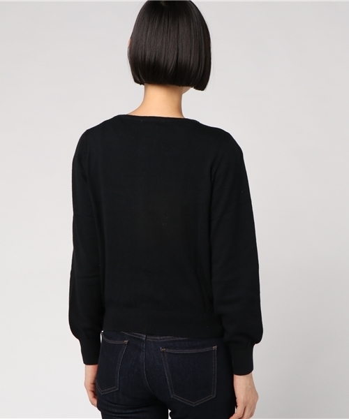 earth music&ecology（アースミュージックアンドエコロジー）の「ガンガンカーディガン クルーネック（カーディガン/ボレロ・レディース・ブラック/ブルーグリーン/ピンクベージュ/アイボリー/スモークピンク/グレイッシュベージュ/サックスブルー/マスタード/パープル/レッド/ブルー/ライトグレー・M/L/S）」の19枚目の写真