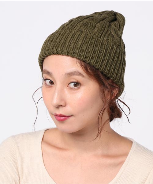 JABURO（ジャブロー）の「JABURO ケーブルニットキャップ ACRYL CABLE WATCH（ニットキャップ/ビーニー・レディース・ブラック/ダークグリーン/ネイビー/グレー/レッド/オフホワイト/オリーブ/グリーン/マスタード/ブルー系その他/ピンク系その他/ロイヤルブルー/ワイン/チャコール・FREE）」の7枚目の写真