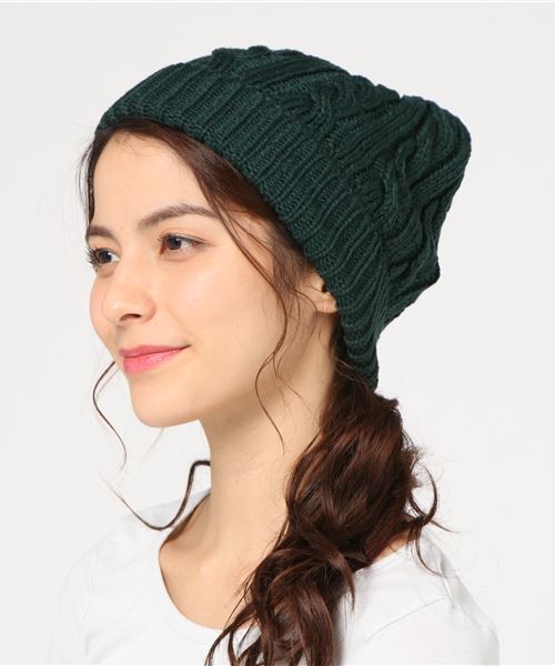 JABURO（ジャブロー）の「JABURO ケーブルニットキャップ ACRYL CABLE WATCH（ニットキャップ/ビーニー・レディース・ブラック/ダークグリーン/ネイビー/グレー/レッド/オフホワイト/オリーブ/グリーン/マスタード/ブルー系その他/ピンク系その他/ロイヤルブルー/ワイン/チャコール・FREE）」の6枚目の写真