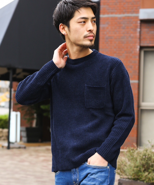 URBAN RESEARCH Sonny Label（アーバンリサーチサニーレーベル）の「モール糸畦編みプルオーバー（ニット/セーター・メンズ・パープル/ネイビー/グリーン/キャメル・LARGE/MEDIUM）」の3枚目の写真