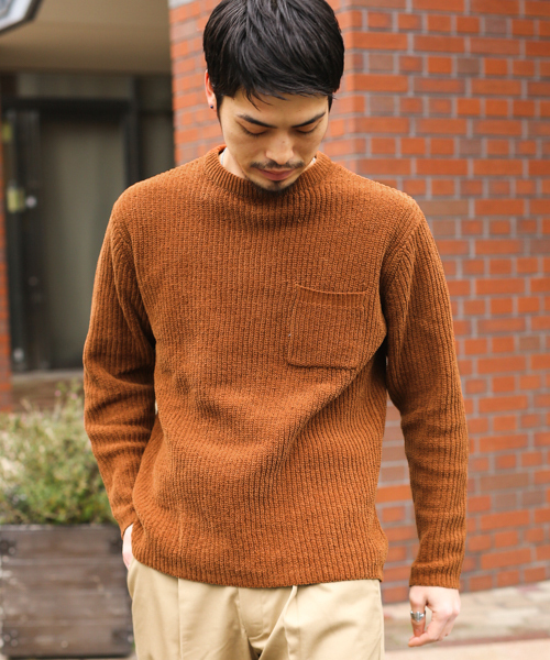 URBAN RESEARCH Sonny Label（アーバンリサーチサニーレーベル）の「モール糸畦編みプルオーバー（ニット/セーター・メンズ・パープル/ネイビー/グリーン/キャメル・LARGE/MEDIUM）」の4枚目の写真