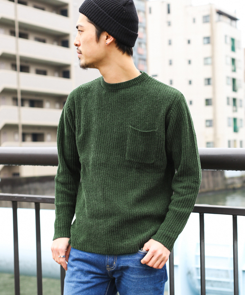 URBAN RESEARCH Sonny Label（アーバンリサーチサニーレーベル）の「モール糸畦編みプルオーバー（ニット/セーター・メンズ・パープル/ネイビー/グリーン/キャメル・LARGE/MEDIUM）」の2枚目の写真