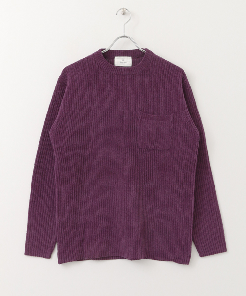 URBAN RESEARCH Sonny Label（アーバンリサーチサニーレーベル）の「モール糸畦編みプルオーバー（ニット/セーター・メンズ・パープル/ネイビー/グリーン/キャメル・LARGE/MEDIUM）」の6枚目の写真