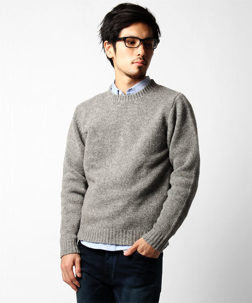 NANO universe（ナノユニバース）の「ネップクルーニット（ニット/セーター・メンズ・ブルー/グレー/パープル/オレンジ・44/46/48）」の2枚目の写真