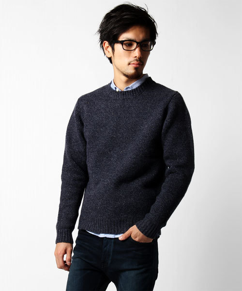 NANO universe（ナノユニバース）の「ネップクルーニット（ニット/セーター・メンズ・ブルー/グレー/パープル/オレンジ・44/46/48）」の3枚目の写真