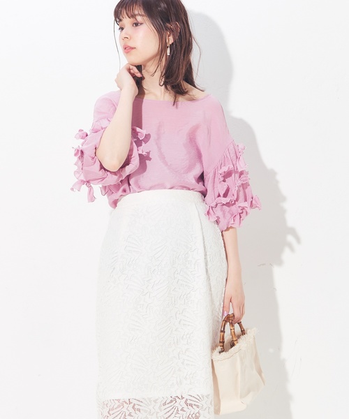 natural couture（ナチュラルクチュール）の「袖たくさんリボン2WAYブラウス（シャツ/ブラウス・レディース・ブラック/ピンク/イエロー/アイボリー/ラベンダー・FREE）」の3枚目の写真