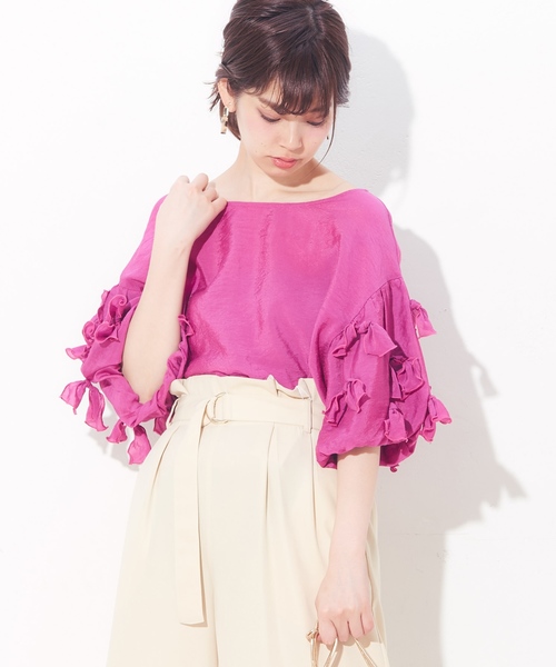 natural couture（ナチュラルクチュール）の「袖たくさんリボン2WAYブラウス（シャツ/ブラウス・レディース・ブラック/ピンク/イエロー/アイボリー/ラベンダー・FREE）」の5枚目の写真