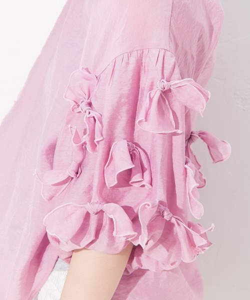 natural couture（ナチュラルクチュール）の「袖たくさんリボン2WAYブラウス（シャツ/ブラウス・レディース・ブラック/ピンク/イエロー/アイボリー/ラベンダー・FREE）」の10枚目の写真