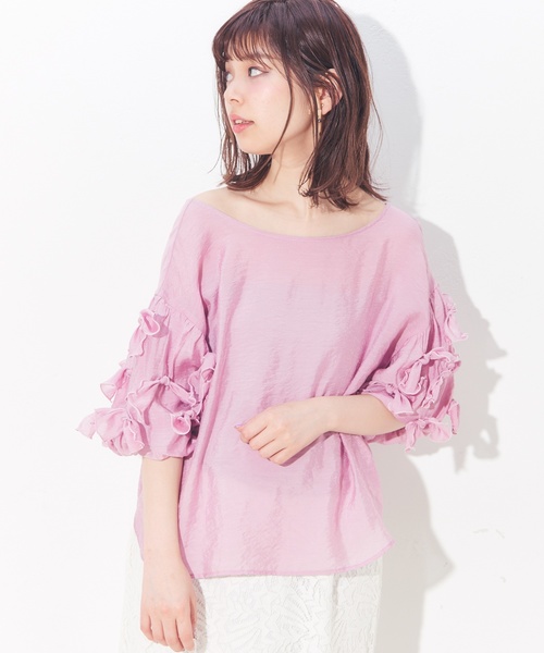 natural couture（ナチュラルクチュール）の「袖たくさんリボン2WAYブラウス（シャツ/ブラウス・レディース・ブラック/ピンク/イエロー/アイボリー/ラベンダー・FREE）」の12枚目の写真