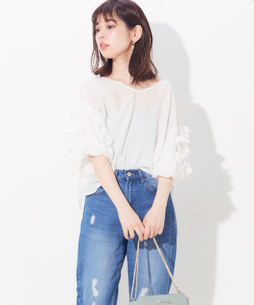 natural couture（ナチュラルクチュール）の「袖たくさんリボン2WAYブラウス（シャツ/ブラウス・レディース・ブラック/ピンク/イエロー/アイボリー/ラベンダー・FREE）」の14枚目の写真