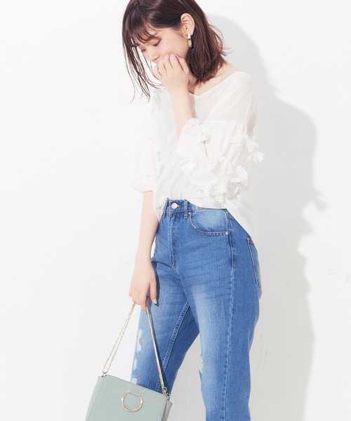 natural couture（ナチュラルクチュール）の「袖たくさんリボン2WAYブラウス（シャツ/ブラウス・レディース・ブラック/ピンク/イエロー/アイボリー/ラベンダー・FREE）」の16枚目の写真