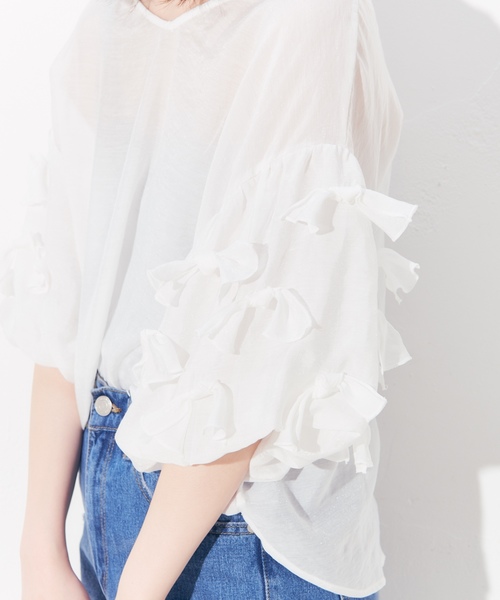 natural couture（ナチュラルクチュール）の「袖たくさんリボン2WAYブラウス（シャツ/ブラウス・レディース・ブラック/ピンク/イエロー/アイボリー/ラベンダー・FREE）」の17枚目の写真