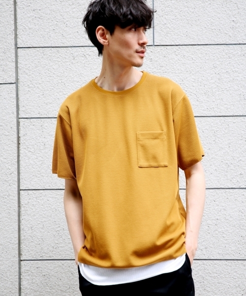 GLOBAL WORK(グローバルワーク)の「カノコダブルフェイスT半袖【吸水速乾】/795857(Tシャツ/カットソー・メンズ・ホワイト/ネイビー/イエロー/グリーン・SMALL/MEDIUM/LARGE/X-LARGE)」の4枚目の写真