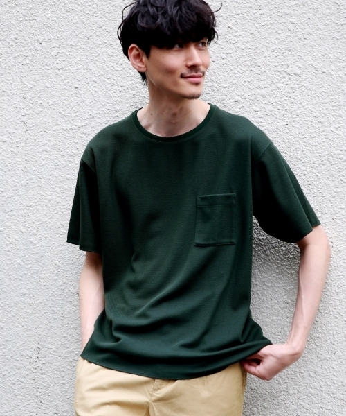 GLOBAL WORK(グローバルワーク)の「カノコダブルフェイスT半袖【吸水速乾】/795857(Tシャツ/カットソー・メンズ・ホワイト/ネイビー/イエロー/グリーン・SMALL/MEDIUM/LARGE/X-LARGE)」の2枚目の写真