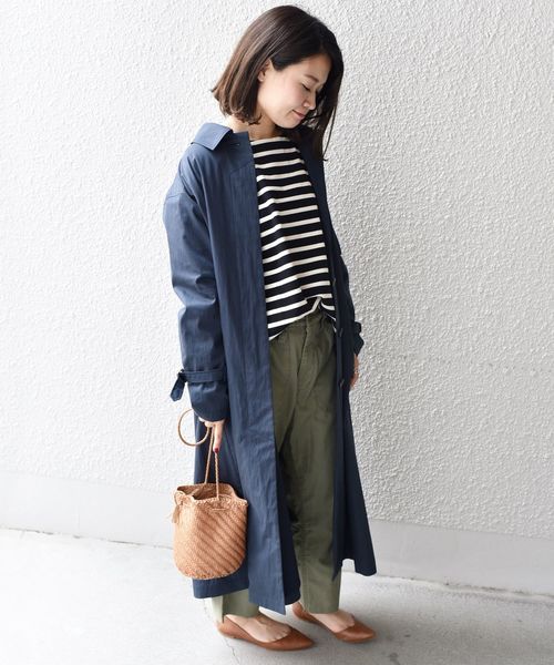 liflattie ships（リフラティ シップス）の「liflattie ships:ツイルロングステンカラーコート◇（ステンカラーコート・レディース・ネイビー/キャメル・SMALL/MEDIUM）」の2枚目の写真