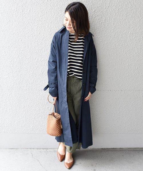 liflattie ships（リフラティ シップス）の「liflattie ships:ツイルロングステンカラーコート◇（ステンカラーコート・レディース・ネイビー/キャメル・SMALL/MEDIUM）」の3枚目の写真