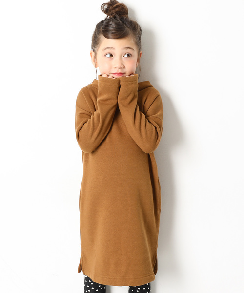 devirock（デビロック）の「まるで着る毛布 裏シャギーハイネックワンピース 裏起毛（ワンピース・キッズ・ヘザーチャコール/ブラック/ネイビー/キャメル/ワイン・160cm/120cm/140cm/150cm/130cm/110cm/100cm）」の4枚目の写真