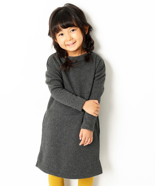 devirock（デビロック）の「まるで着る毛布 裏シャギーハイネックワンピース 裏起毛（ワンピース・キッズ・ヘザーチャコール/ブラック/ネイビー/キャメル/ワイン・160cm/120cm/140cm/150cm/130cm/110cm/100cm）」の3枚目の写真