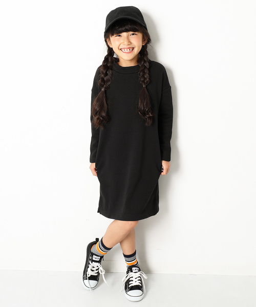 devirock（デビロック）の「まるで着る毛布 裏シャギーハイネックワンピース 裏起毛（ワンピース・キッズ・ヘザーチャコール/ブラック/ネイビー/キャメル/ワイン・160cm/120cm/140cm/150cm/130cm/110cm/100cm）」の6枚目の写真