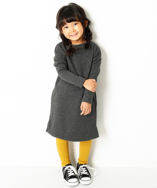 devirock（デビロック）の「まるで着る毛布 裏シャギーハイネックワンピース 裏起毛（ワンピース・キッズ・ヘザーチャコール/ブラック/ネイビー/キャメル/ワイン・160cm/120cm/140cm/150cm/130cm/110cm/100cm）」の7枚目の写真