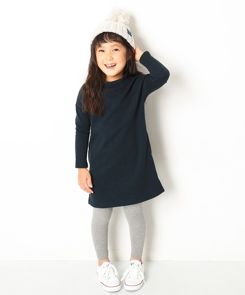 devirock（デビロック）の「まるで着る毛布 裏シャギーハイネックワンピース 裏起毛（ワンピース・キッズ・ヘザーチャコール/ブラック/ネイビー/キャメル/ワイン・160cm/120cm/140cm/150cm/130cm/110cm/100cm）」の8枚目の写真