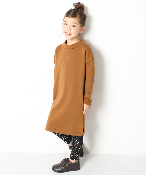 devirock（デビロック）の「まるで着る毛布 裏シャギーハイネックワンピース 裏起毛（ワンピース・キッズ・ヘザーチャコール/ブラック/ネイビー/キャメル/ワイン・160cm/120cm/140cm/150cm/130cm/110cm/100cm）」の9枚目の写真