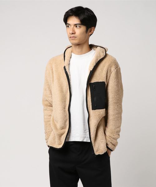 VENCEEXCHANGE（ヴァンスエクスチェンジ）の「ボアカットパーカー（パーカー・メンズ・ベージュ/ネイビー・M/L）」の6枚目の写真