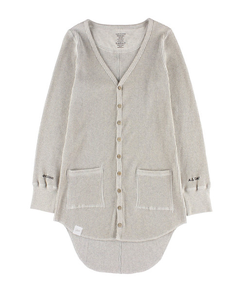 ALEXIA STAM（アリシアスタン）の「Waffle Message sleeve Cardigan/ワッフルカーディガン（カーディガン/ボレロ・レディース・ライトグレー・FREE）」の5枚目の写真