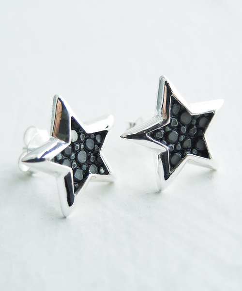 TONE SELECT GOODS（トーンセレクトグッズ）の「【925 SILVER ACC】スター&レザーピアスSV925(OG)（ピアス（両耳用）・レディース・グリーン/ホワイト・FREE）」の2枚目の写真