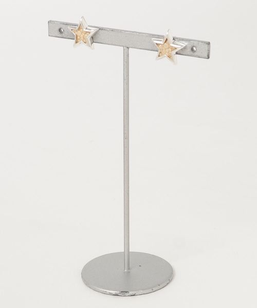 TONE SELECT GOODS（トーンセレクトグッズ）の「【925 SILVER ACC】スター&レザーピアスSV925(OG)（ピアス（両耳用）・レディース・グリーン/ホワイト・FREE）」の5枚目の写真