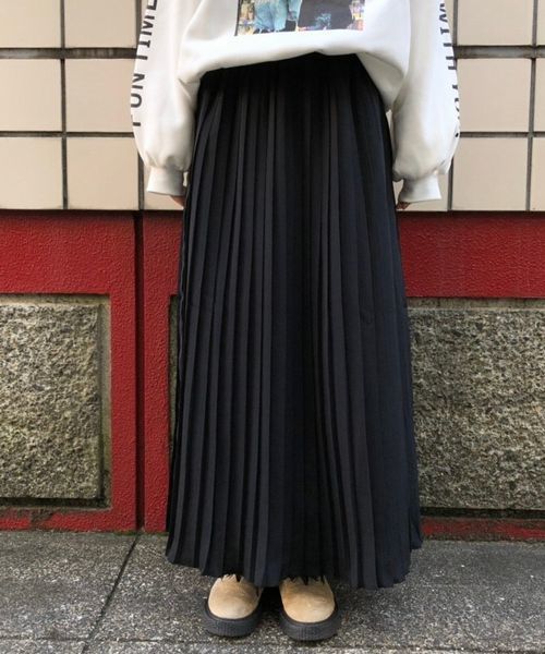 tiptop（ティップトップ）の「【レオパード柄登場！】柄/無地プリーツロングスカート（スカート・レディース・ブラック/A/B/C/D/E/ダークグレー/ベージュ・FREE）」の2枚目の写真