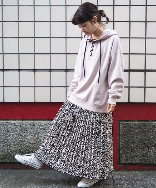 tiptop（ティップトップ）の「【レオパード柄登場！】柄/無地プリーツロングスカート（スカート・レディース・ブラック/A/B/C/D/E/ダークグレー/ベージュ・FREE）」の9枚目の写真