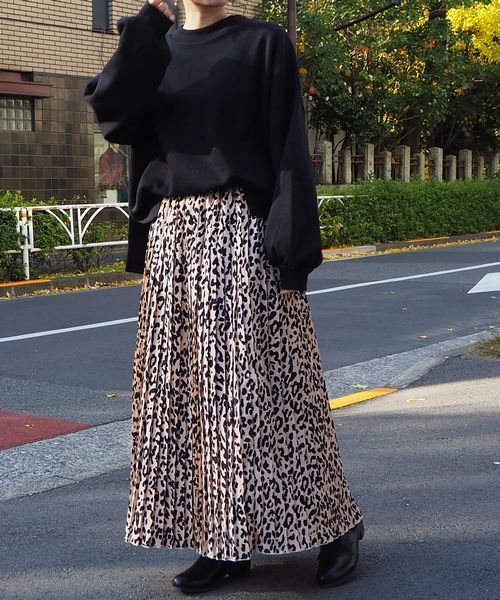tiptop（ティップトップ）の「【レオパード柄登場！】柄/無地プリーツロングスカート（スカート・レディース・ブラック/A/B/C/D/E/ダークグレー/ベージュ・FREE）」の15枚目の写真