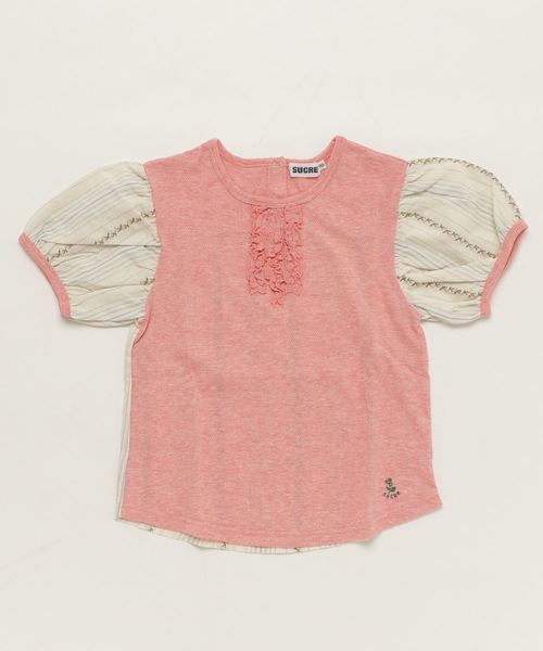 SUCRE/ストライプパフ袖Tシャツ SUCRE/ストライプパフ袖Tシャツ