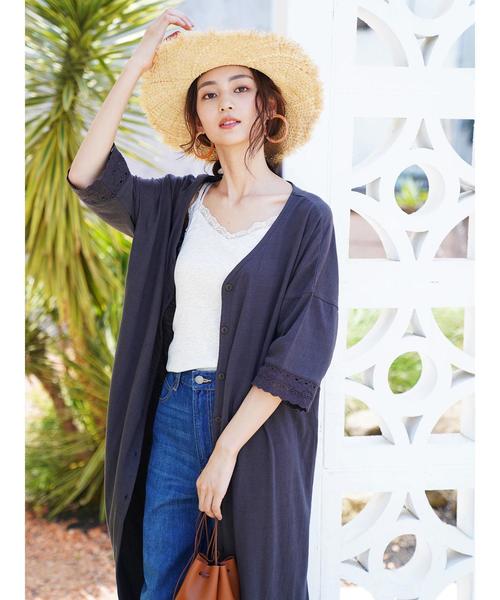 CRAFT STANDARD BOUTIQUE（クラフトスタンダードブティック）の「レース付きカットカーディガン●（カーディガン/ボレロ・レディース・チャコールグレー/ベージュ・FREE）」の9枚目の写真