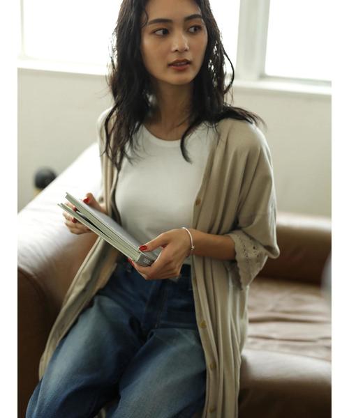 CRAFT STANDARD BOUTIQUE（クラフトスタンダードブティック）の「レース付きカットカーディガン●（カーディガン/ボレロ・レディース・チャコールグレー/ベージュ・FREE）」の12枚目の写真