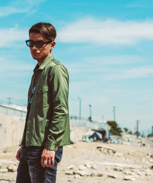 CRIMIE（クライミー）の「MILITARY SATIN SHIRT（シャツ/ブラウス・メンズ・ブラック/カーキ・XS/S/M/L/XL/XXL）」の9枚目の写真