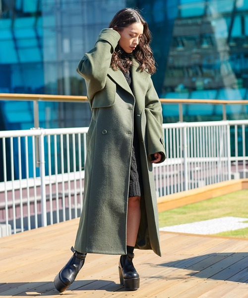 BARAK(バラク)の「配色トレンチコート(トレンチコート)」|カーキ