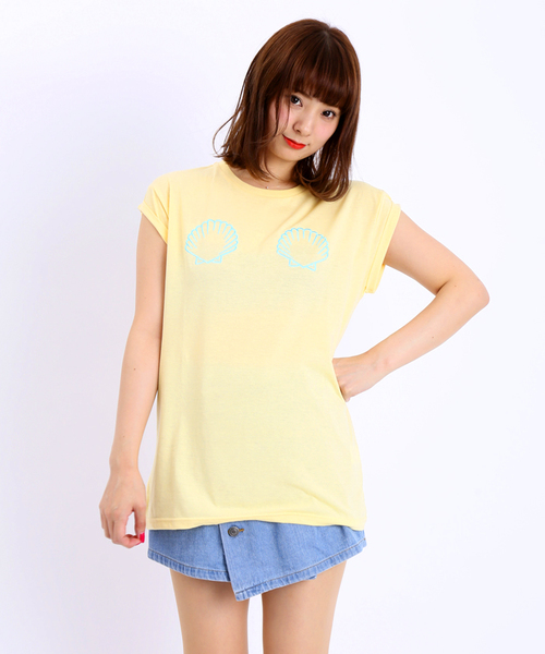 WEGO（ウィゴー）の「WEGO/モチーフTシャツ（Tシャツ/カットソー・レディース・ホワイト/ホワイト系その他/ライトパープル/ライトイエロー・FREE）」の4枚目の写真