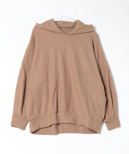 STYLEBLOCK(スタイルブロック)の「起毛リブフーディビッグシルエットプルオーバー(パーカー・レディース・ブラック/アイボリー/ラベンダー/キャメル・M)」の4枚目の写真