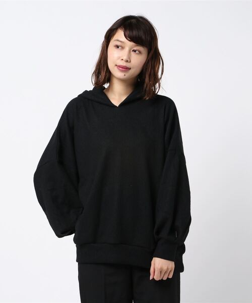 STYLEBLOCK(スタイルブロック)の「起毛リブフーディビッグシルエットプルオーバー(パーカー・レディース・ブラック/アイボリー/ラベンダー/キャメル・M)」の1枚目の写真