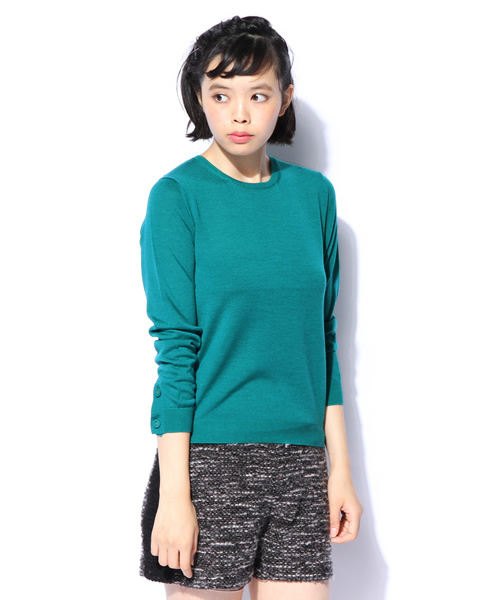 EDIT. FOR LULU(エディットフォールル)の「◆クルーネック 袖あき プルーバー(ニット/セーター・レディース・グレー/グリーン/ネイビー/ピンク・FREE)」の3枚目の写真