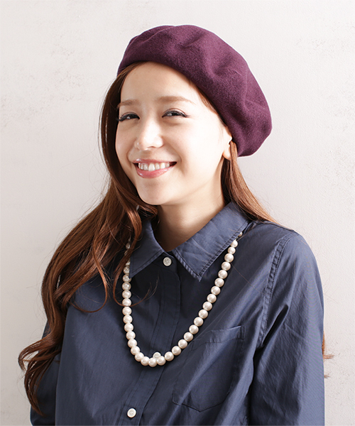 NANO universe（ナノユニバース）の「ANYTRA/7COLOR ベレー帽（ハンチング/ベレー帽・レディース・オフホワイト/ブルー/ボルドー/ピンク/ブラック/ライトグレー/ネイビー・FREE）」の7枚目の写真