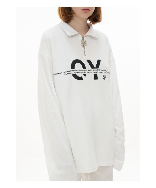 OY(オーワイ)の「OYロゴZIP ロングスリーブTシャツカットソー(Tシャツ/カットソー・メンズ・ホワイト/ブラック・FREE)」の3枚目の写真